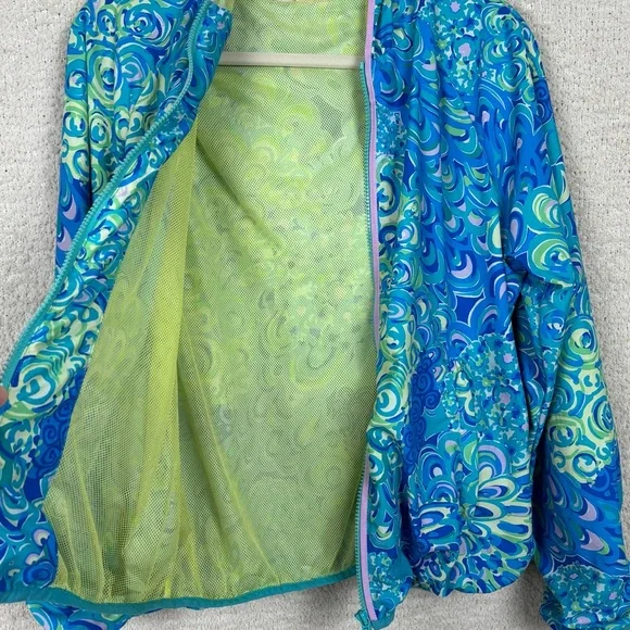 Lilly Pulitzer Jacket Womens M Blue Lagoon Lilly's Full Zip Weekender Hooded - Picture 8 of 14